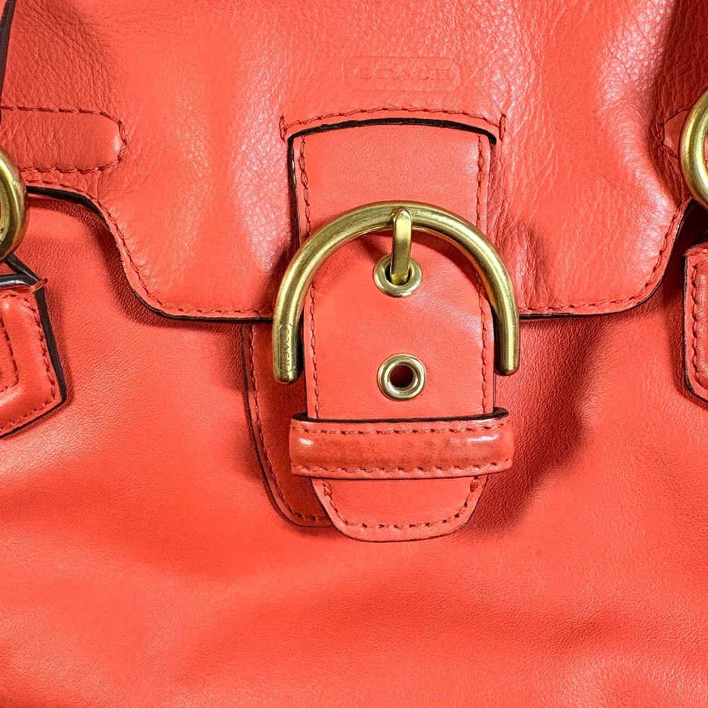 Coach SoHo Leather Satchel Coral red with Gold Accents - Picture 5 of 7